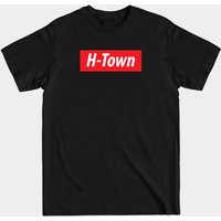 T-shirt H-Town Houston USA Fond Rouge Pour Hommes — T-shirts pour hommes