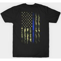 T-shirt USA Camo Blue Line Flag Thin Blue Line pour hommes — T-shirts pour hommes