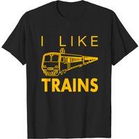 T-shirt pour hommes I Like Trains en noir