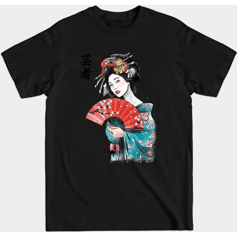 T-shirt pour hommes Geisha en noir — T-shirts pour hommes