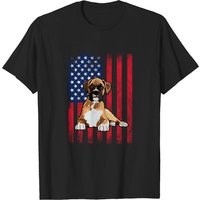 T-shirt pour hommes avec design de drapeau américain Boxer Dog — T-shirts pour hommes