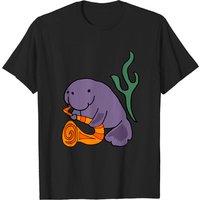 Cool Manatee Playing Saxophone T-Shirt for Men