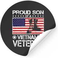 Proud Son of Vietnam Veteran US Flag Boots Sticker