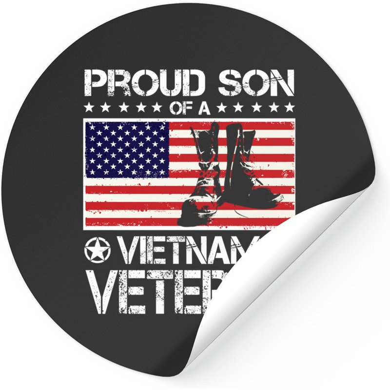 Proud Son of Vietnam Veteran US Flag Boots Sticker — Stickers & Decals