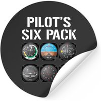 Pilot's Six Pack Sticker - Classic Square Style — Stickers & Decals