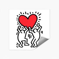 Keith Haring Sticker Men Holding Heart Icon, Street Art — Stickers & Decals