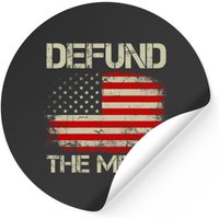Vintage American Flag Defund The Media Sticker — Stickers & Decals