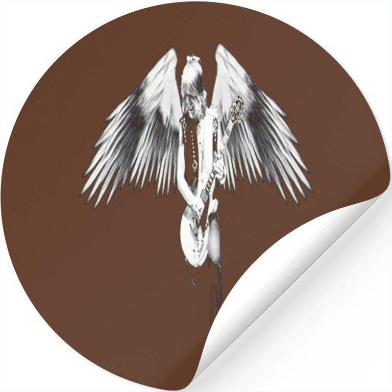 Randy Rhoads With Wings Sticker for Black Theme — Stickers & Decals