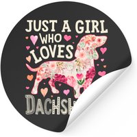 Autocollant de Teckel Cartoon - Fille Qui Aime les Teckels — Autocollants et stickers