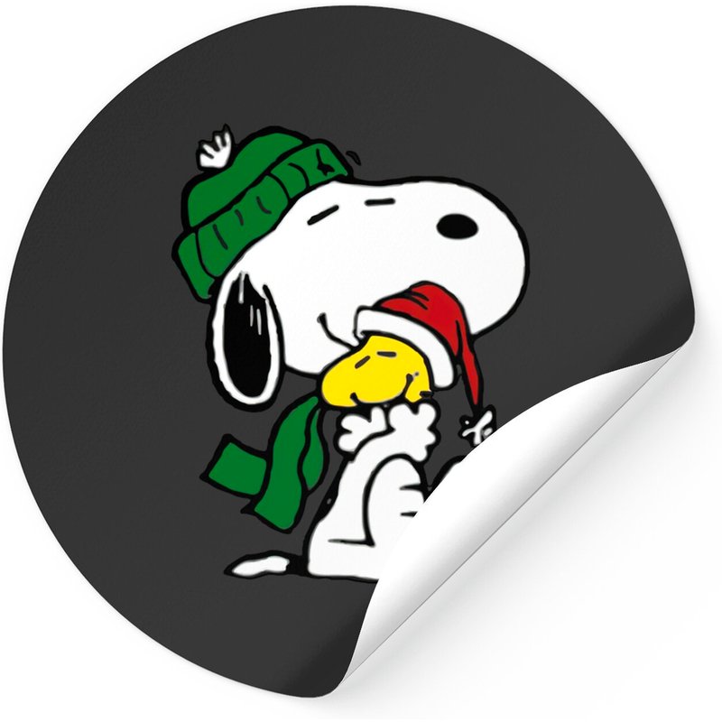 Autocollant de Noël Snoopy en Câlin — Autocollants et stickers