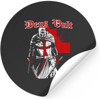 Autocollant Drapeau Croisé Deus Vult - Chevalier Templier Vintage