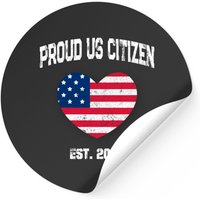 Vintage Proud US Citizen Est 2022 American Flag Heart Sticker — Stickers & Decals