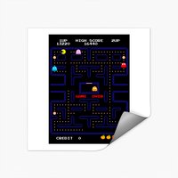 Autocollant Vidéo Pacman - Design Carré Classique — Autocollants et stickers