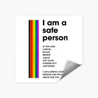 I Am A Safe Person LGBTQ Ally Safe Space Pride Rainbow Flag Sticker — Stickers & Decals