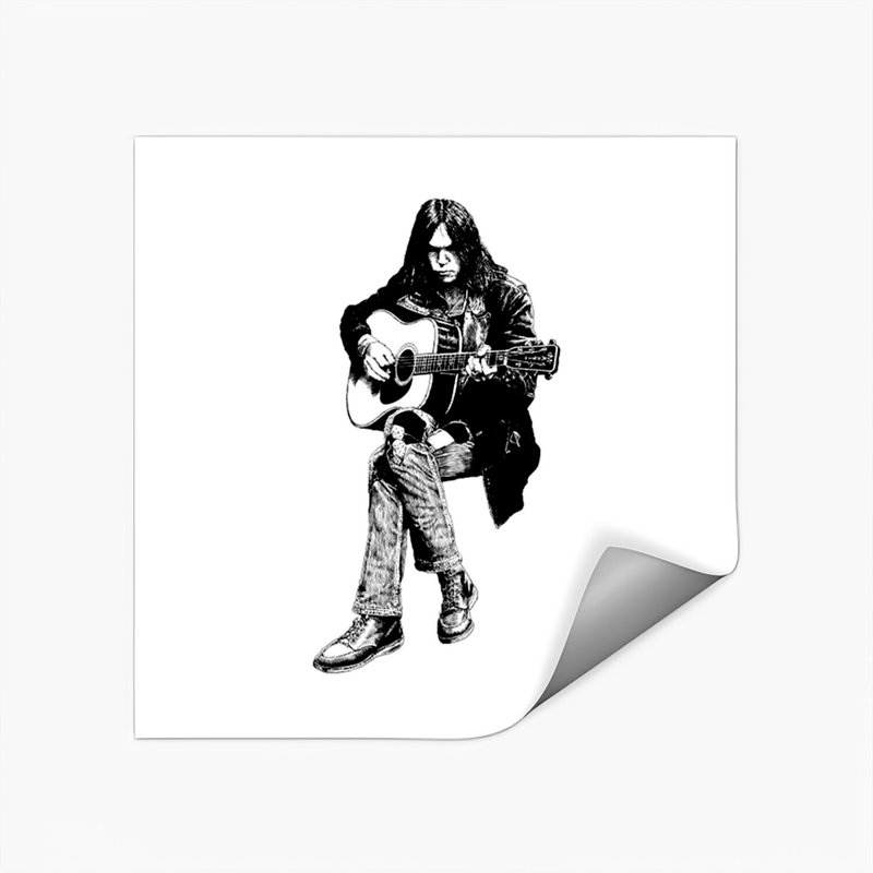 Autocollants Neil Young - Design Carré Classique — Autocollants et stickers