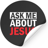 Autocollant Demandez-moi à propos de Jésus - Style carré classique — Autocollants et stickers