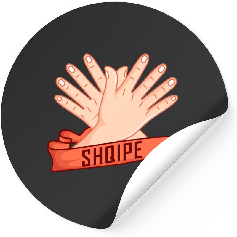 Autocollant de signe de main avec aigle et drapeau albanais Shqipe — Autocollants et stickers