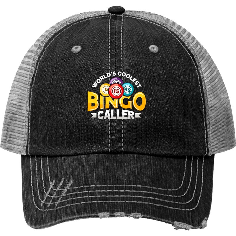 World's Coolest Bingo Caller Lucky Bingo Player Print Trucker Hat — Baseball Cap