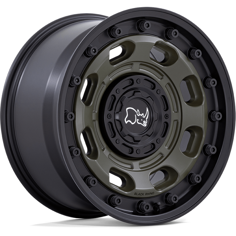 Roues Black Rhino Atlas Vert avec Bord Noir - 17x8 - 5x114.3 — Roues et jantes