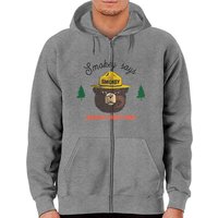 Hoodies zippés Smokey The Bear pour unisex en gris sport — Sweats à capuche pour hommes