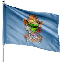 Alien House Flags Space Alien Cowboy Double-Sided Flag