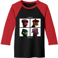 T-shirts de baseball unisexes Gorillaz : Demon Days Noir/Rouge