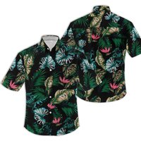 Tropical Print Button Up Shirt for Men