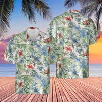 Men's Tropical Print Beach Button Up Shirt