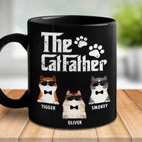 Cat Father Personalized Black Mug — Mugs & Tumblers