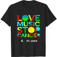 St Jude Music Shirt 2022 Love Music Stop Cancer T-Shirt for Men — Mens T Shirts
