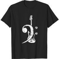 T-shirt pour hommes Bass Clef Bass Guitar en noir — T-shirts pour hommes