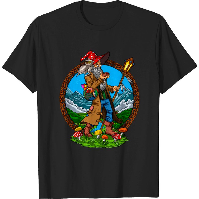 Magic Mushrooms Shaman Hippie T-shirt for Men