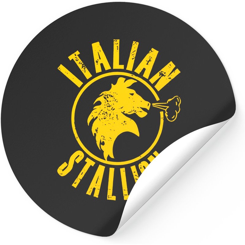 Rocky Sticker Distressed Yellow Italian Stallion Tee — Stickers & Decals