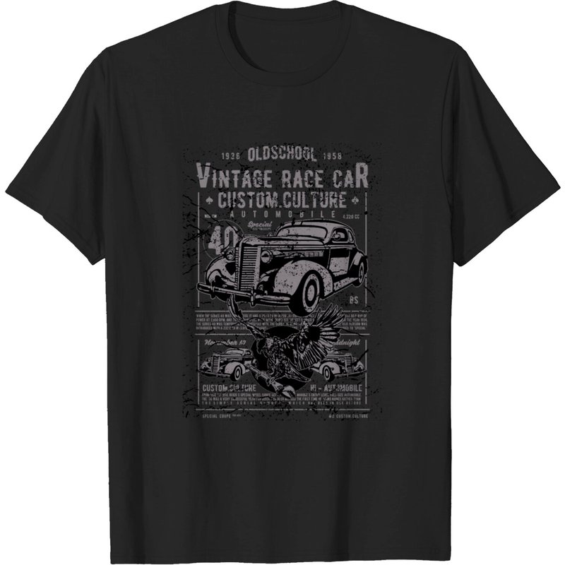 T-shirt Vintage Voiture de Course pour Hommes - Noir