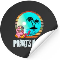 Autocollant Flamant Rose Coucher de Soleil Porto Rico
