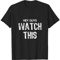 T-shirt Hey Guys - Regardez ça pour hommes en noir — T-shirts pour hommes
