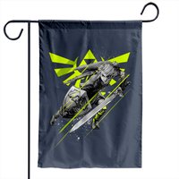 Legend of Zelda Link Neon Green Crest Graphic Garden Flag — Decorative Flags