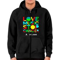 T-shirt St Jude Music 2022 Love Music Stop Cancer Zip Hoodie — Sweats à capuche pour hommes