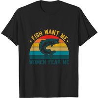 T-shirt Vintage Citation de Pêche Poissons Me Veulent Femmes Me Craignent — T-shirts pour hommes