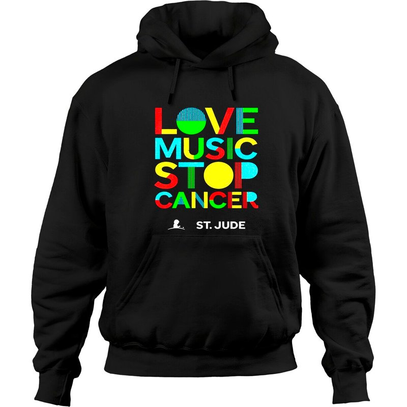 T-shirt St Jude Music 2022 Love Music Stop Cancer Hoodie — Sweats à capuche pour hommes