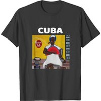 Black Afro Cuban Lady Fan Drum Cigar T-Shirt for Men