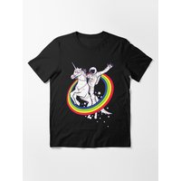 Astronaut Riding Unicorn Throw The Rainbow Essential T-Shirt — Mens T Shirts