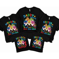 Men's Black Baby Shark Birthday Family T-Shirt — Mens T Shirts