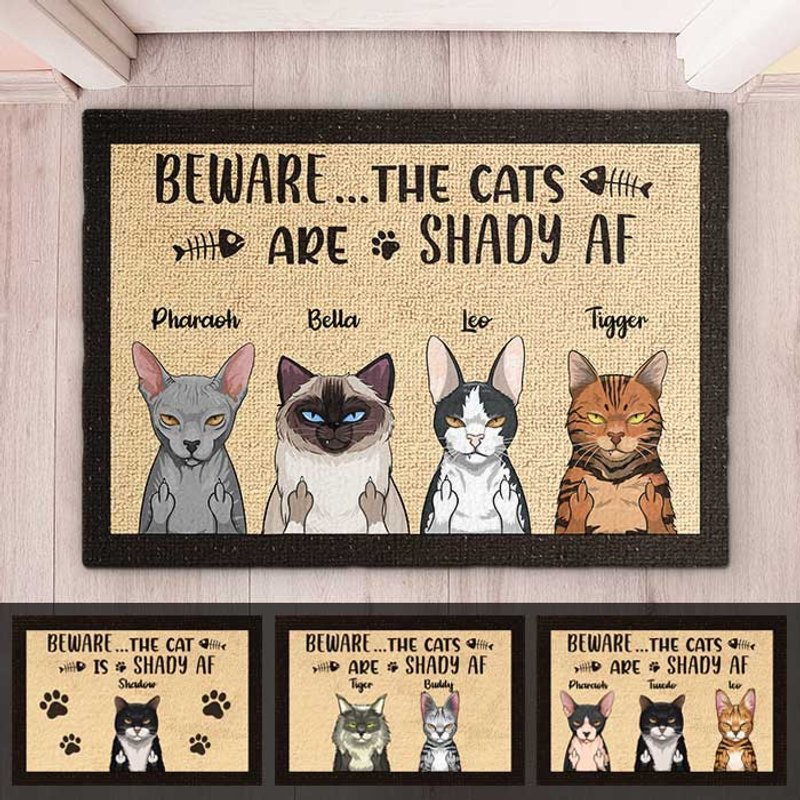 Beware The Cats Are Shady Af - Tapis Décoratif Personnalisé pour Chats — Tapis