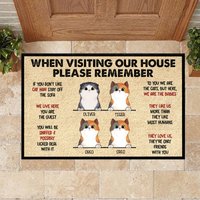 When Visiting My House Please Remember - Personalized Cat Doormat