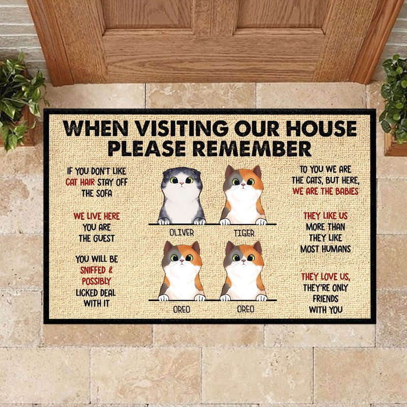 Quand Vous Visitez Ma Maison, N'oubliez Pas - Tapis Personnalisé Chat — Tapis
