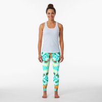 Leggings Femme Tie Dye Jaune, Turquoise et Orange — Legging femme