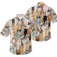 Chemises hawaïennes Cat pour hommes - Vêtements décontractés d'été — Chemises décontractées pour hommes