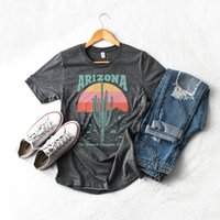 Arizonna Desert Cactus Heather Gray Grand Canyon Unisex T-shirt — Mens T Shirts