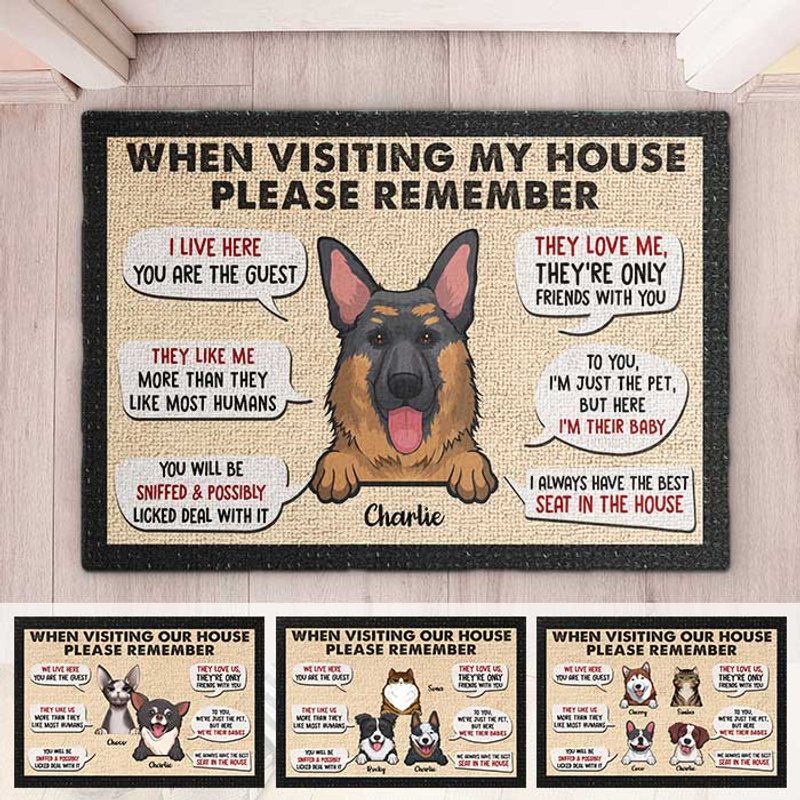Tapis Décoratif Personnalisé - Rappelez-vous ces Règles en Visitant Notre Maison — Tapis